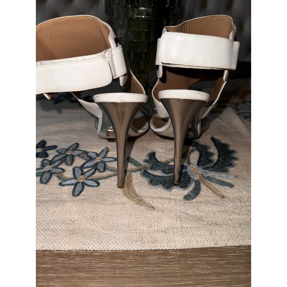 Michael Kors White Leather Heels Clear Strap Stiletto‎ Sandals Size 38 - Picture 11 of 14